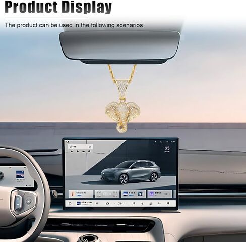 Bling Elephant Diamond Car Mirror Interior Hanging Ornament, Lucky Crystal Rhinestone Pendant Car Rear View Mirror Charm, Auto Accessories for Women (Silver) in Saudi Arabia