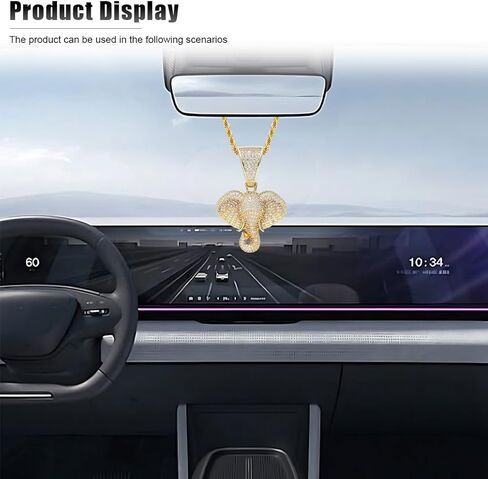 Bling Elephant Diamond Car Mirror Interior Hanging Ornament, Lucky Crystal Rhinestone Pendant Car Rear View Mirror Charm, Auto Accessories for Women (Silver) in Saudi Arabia