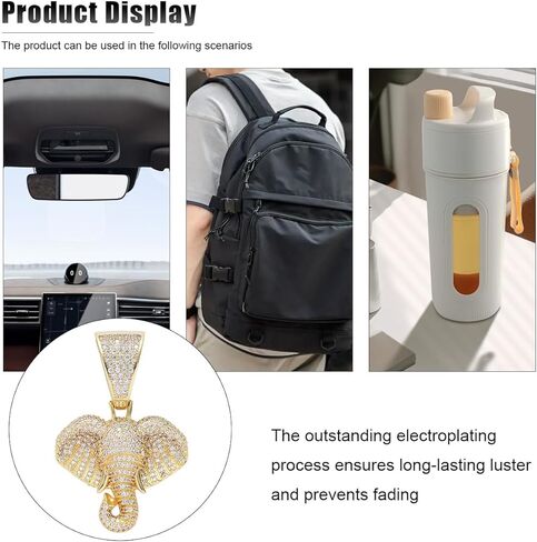 Bling Elephant Diamond Car Mirror Interior Hanging Ornament, Lucky Crystal Rhinestone Pendant Car Rear View Mirror Charm, Auto Accessories for Women (Silver) in Saudi Arabia