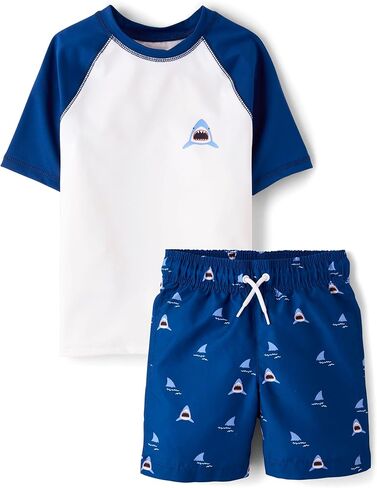 The Children's Place,Short Sleeve Rash Guard and Bottoms,boys,Shark,Large in Saudi Arabia