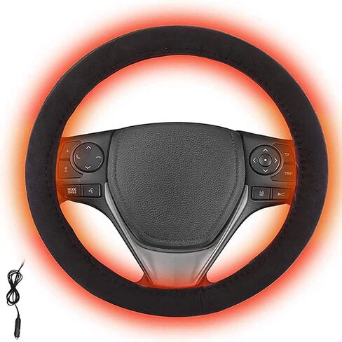 Heated Steering Wheel Cover, 2025 New Car Steering Wheel Warmer, Hand Warming Steering Wheel Protector Fits Wheels 14.5-15.5 Inches for Car Truck Van SUV in Saudi Arabia