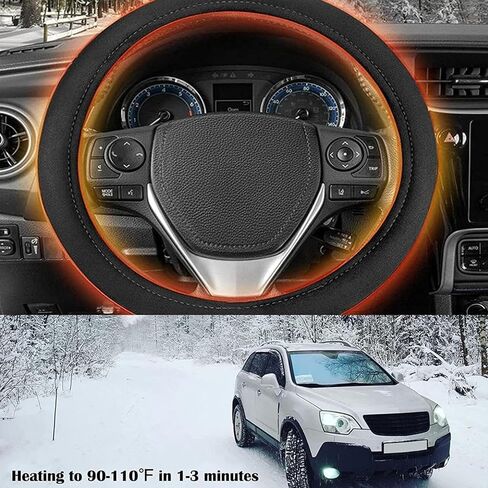 Heated Steering Wheel Cover, 2025 New Car Steering Wheel Warmer, Hand Warming Steering Wheel Protector Fits Wheels 14.5-15.5 Inches for Car Truck Van SUV in Saudi Arabia