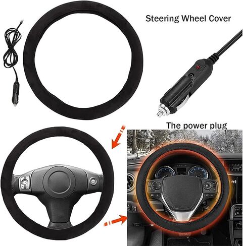 Heated Steering Wheel Cover, 2025 New Car Steering Wheel Warmer, Hand Warming Steering Wheel Protector Fits Wheels 14.5-15.5 Inches for Car Truck Van SUV in Saudi Arabia