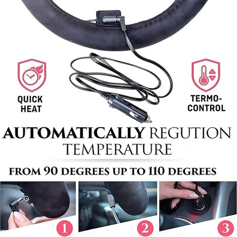 Heated Steering Wheel Cover, 2025 New Car Steering Wheel Warmer, Hand Warming Steering Wheel Protector Fits Wheels 14.5-15.5 Inches for Car Truck Van SUV in Saudi Arabia