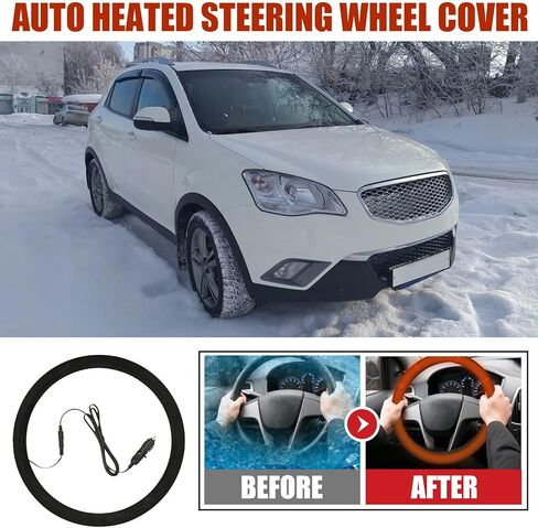Heated Steering Wheel Cover, 2025 New Car Steering Wheel Warmer, Hand Warming Steering Wheel Protector Fits Wheels 14.5-15.5 Inches for Car Truck Van SUV in Saudi Arabia