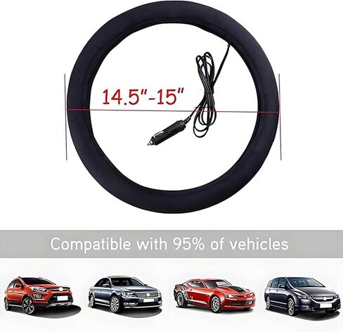 Heated Steering Wheel Cover, 2025 New Car Steering Wheel Warmer, Hand Warming Steering Wheel Protector Fits Wheels 14.5-15.5 Inches for Car Truck Van SUV in Saudi Arabia