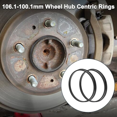 Car Wheel Hub Centric Rings Durable Wheels Center Shaft Shock Absorbing Hubrings Black 4 Pcs OD 106.1mm to ID 100.1 mm Polycarbonate Durable Material in Saudi Arabia