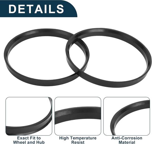 Car Wheel Hub Centric Rings Durable Wheels Center Shaft Shock Absorbing Hubrings Black 4 Pcs OD 106.1mm to ID 100.1 mm Polycarbonate Durable Material in Saudi Arabia