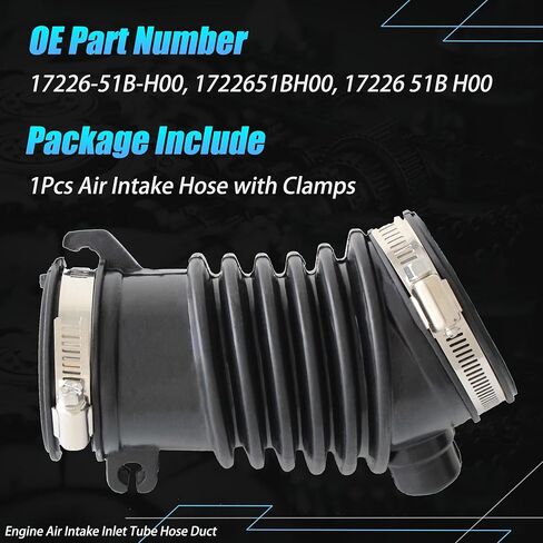 AUCERAMIC 17226-51B-H00 Engine Air Intake Tube Air Intake Hose Fit 2016-2022 for Honda HR-V 1.8L L4 GAS SOHC Naturally Aspirated,Air Cleaner Intake Hose Duct Tube Boot with Clamps 1722651BH00 in Saudi Arabia