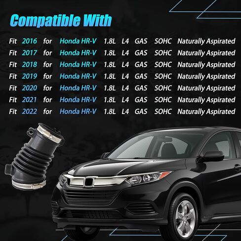 AUCERAMIC 17226-51B-H00 Engine Air Intake Tube Air Intake Hose Fit 2016-2022 for Honda HR-V 1.8L L4 GAS SOHC Naturally Aspirated,Air Cleaner Intake Hose Duct Tube Boot with Clamps 1722651BH00 in Saudi Arabia