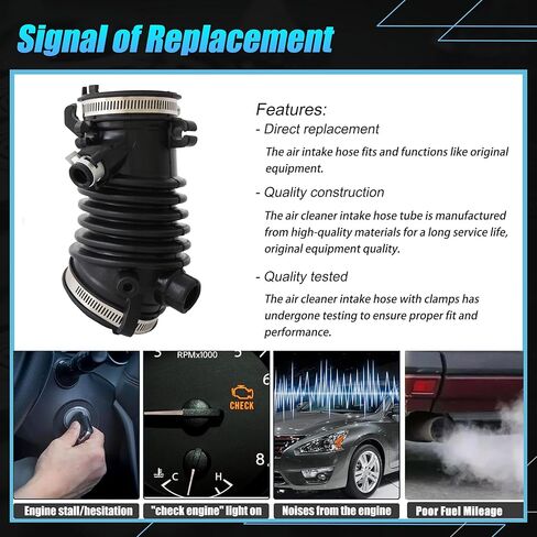 AUCERAMIC 17226-51B-H00 Engine Air Intake Tube Air Intake Hose Fit 2016-2022 for Honda HR-V 1.8L L4 GAS SOHC Naturally Aspirated,Air Cleaner Intake Hose Duct Tube Boot with Clamps 1722651BH00 in Saudi Arabia