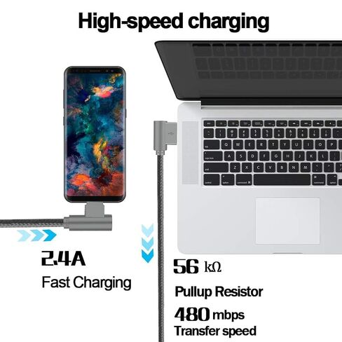 كابل USB من النوع C، CTREEY 90 درجة 3 حزم 3 أقدام و6 أقدام و10 أقدام سلك طويل مضفر من النايلون USB من النوع A إلى C شاحن لأجهزة Macbook وLG G6 V20 G5 وGoogle Pixel وNexus 6P وNintendo Switch وSamsung Galaxy S8+ (ذهبي وردي) in Kuwait