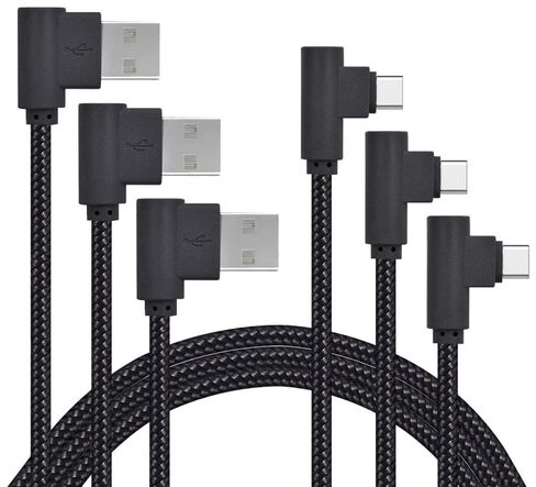 كابل USB من النوع C، CTREEY 90 درجة 3 حزم 3 أقدام و6 أقدام و10 أقدام سلك طويل مضفر من النايلون USB من النوع A إلى C شاحن لأجهزة Macbook وLG G6 V20 G5 وGoogle Pixel وNexus 6P وNintendo Switch وSamsung Galaxy S8+ (ذهبي وردي) in Kuwait