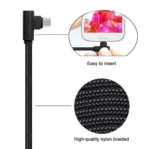 كابل USB من النوع C، CTREEY 90 درجة 3 حزم 3 أقدام و6 أقدام و10 أقدام سلك طويل مضفر من النايلون USB من النوع A إلى C شاحن لأجهزة Macbook وLG G6 V20 G5 وGoogle Pixel وNexus 6P وNintendo Switch وSamsung Galaxy S8+ (ذهبي وردي) in Kuwait