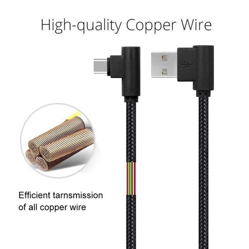 كابل USB من النوع C، CTREEY 90 درجة 3 حزم 3 أقدام و6 أقدام و10 أقدام سلك طويل مضفر من النايلون USB من النوع A إلى C شاحن لأجهزة Macbook وLG G6 V20 G5 وGoogle Pixel وNexus 6P وNintendo Switch وSamsung Galaxy S8+ (ذهبي وردي) in Kuwait