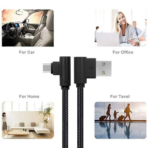 كابل USB من النوع C، CTREEY 90 درجة 3 حزم 3 أقدام و6 أقدام و10 أقدام سلك طويل مضفر من النايلون USB من النوع A إلى C شاحن لأجهزة Macbook وLG G6 V20 G5 وGoogle Pixel وNexus 6P وNintendo Switch وSamsung Galaxy S8+ (ذهبي وردي) in Kuwait