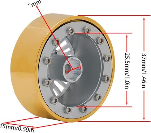 DJX 4 قطع 1.3 بوصة عجلات Beadlock حافة نحاسية 41.5 جرام/قطعة إزاحة سلبية -2.75 لـ 1/24 محوري SCX24 FCX24 1/18 TRX4M Redcat Ascent-18 HPI Venture 18 أجزاء ترقية (تيتانيوم) in Saudi Arabia