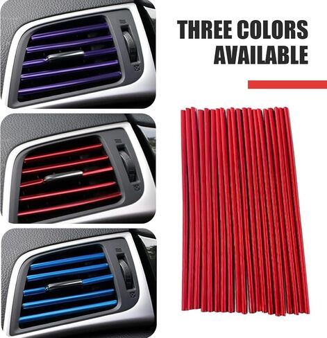 20 PCS Car Vent Outlet Trim Strip, Straight Air Vent Outlet Trim Decoration, Chrome PVC Car Interior Decorative Strips, Universal for Most Cars Suvs Trucks (Purple) in Saudi Arabia