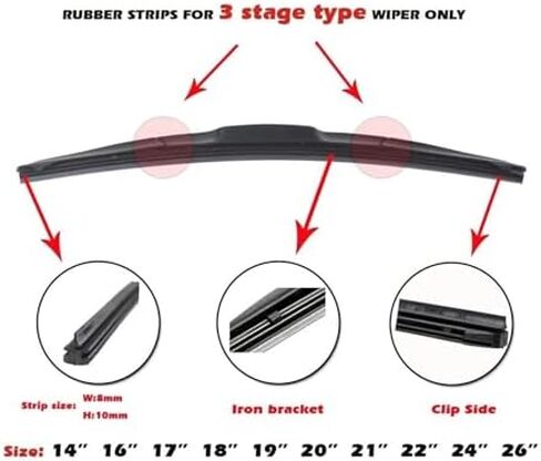 HYFJM Wiper Blades Silicone Charging Strip For Car Wiper 8mm 14" 16" 17" 18" 19" 20" 21" 22" 24" 26" 28" 2 Pieces Car Accessories Wipers(Silicon Refill,28")(28"/Silicon Refill) in Saudi Arabia