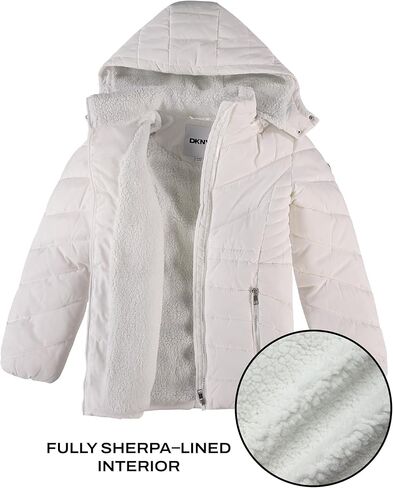 DKNY Girls’ Winter Coat – Heavyweight Anorak Puffer Coat with Cinched Waist – Sherpa Lined Insulated Jacket for Girls (7-16) in Saudi Arabia