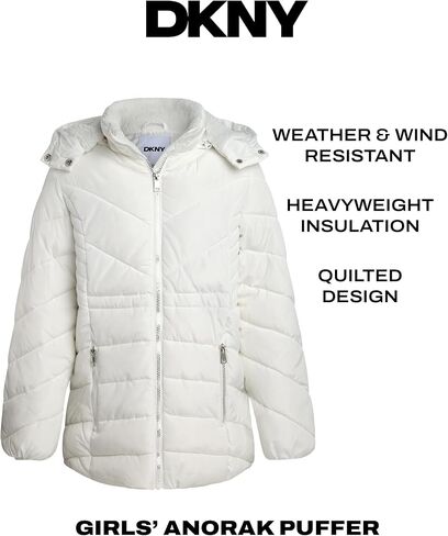 DKNY Girls’ Winter Coat – Heavyweight Anorak Puffer Coat with Cinched Waist – Sherpa Lined Insulated Jacket for Girls (7-16) in Saudi Arabia