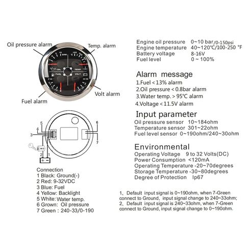 4in1 Multifunction Guage,Multifunction 85mm Gauge 4in1 for Car Rv Boat Motorcycle Realtime Monitoring (Black Plate, Silver Cover, °C/BAR) in Saudi Arabia
