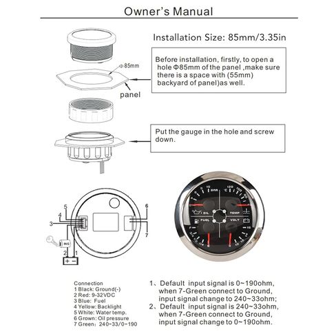 4in1 Multifunction Guage,Multifunction 85mm Gauge 4in1 for Car Rv Boat Motorcycle Realtime Monitoring (Black Plate, Silver Cover, °C/BAR) in Saudi Arabia