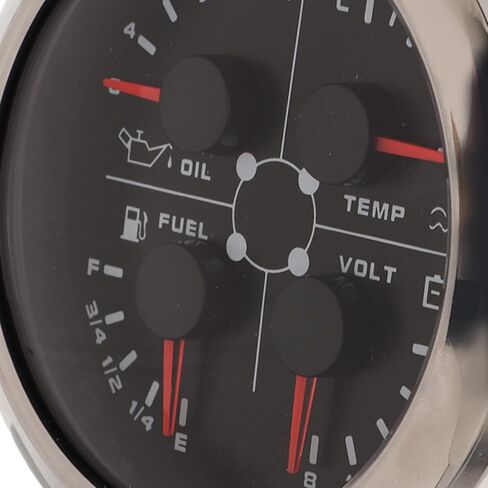 4in1 Multifunction Guage,Multifunction 85mm Gauge 4in1 for Car Rv Boat Motorcycle Realtime Monitoring (Black Plate, Silver Cover, °C/BAR) in Saudi Arabia