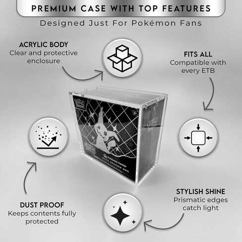 Acrylic Display Case for Elite Trainer Box (ETB), 8mm Sides with UV Protection, 5mm Magnetic Lid, Stackable Storage Box in Saudi Arabia