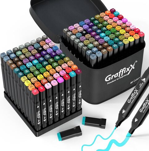 Alcohol Markers Set – 80 Colors Dual Tip Art Markers for Drawing & Illustration | Refillable Marker Set for Kids & Adults in Saudi Arabia