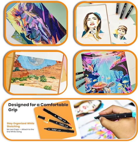 Alcohol Markers Set – 80 Colors Dual Tip Art Markers for Drawing & Illustration | Refillable Marker Set for Kids & Adults in Saudi Arabia