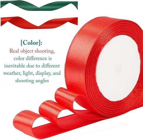 Christmas Ribbon, 0.8 inches x 25 Yards, Christmas Gift Wrapping Ribbon, Suitable for Christmas, Bow Making, Hair Accessories, Weddings, Party Decorations (Red and Green) in Saudi Arabia
