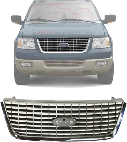 New Grille Chrome Shell/Gray Insert For 2003-2006 Ford Expedition Direct Replacement 2L1Z8200AAA in Saudi Arabia