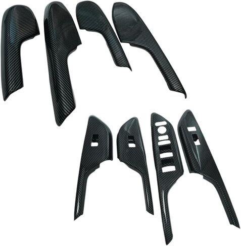 Center Armrest Box Cover Center Console Automatic Gear Shift Panel Cover Gear Shift Knob Cover Compatible with Honda Civic 10th Gen 2016-2021 Carbon Fiber Style (8 Pcs) in Kuwait