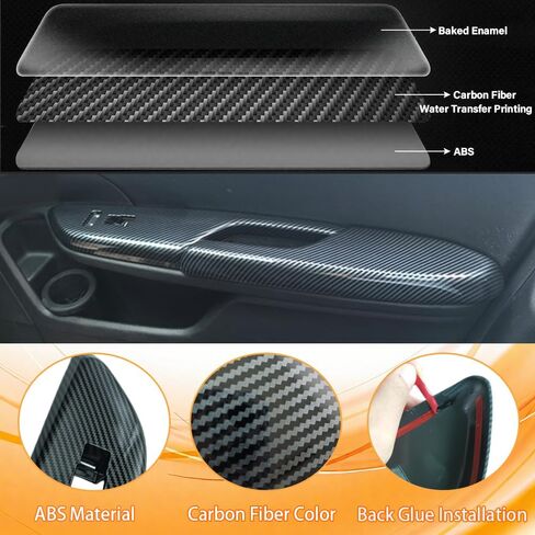 Center Armrest Box Cover Center Console Automatic Gear Shift Panel Cover Gear Shift Knob Cover Compatible with Honda Civic 10th Gen 2016-2021 Carbon Fiber Style (8 Pcs) in Kuwait