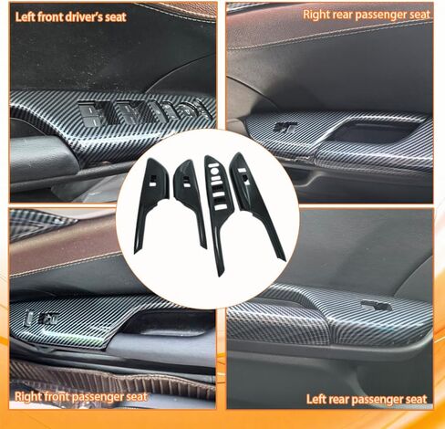 Center Armrest Box Cover Center Console Automatic Gear Shift Panel Cover Gear Shift Knob Cover Compatible with Honda Civic 10th Gen 2016-2021 Carbon Fiber Style (8 Pcs) in Kuwait