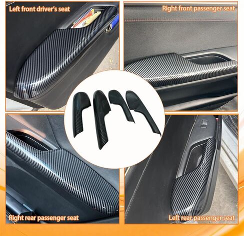 Center Armrest Box Cover Center Console Automatic Gear Shift Panel Cover Gear Shift Knob Cover Compatible with Honda Civic 10th Gen 2016-2021 Carbon Fiber Style (8 Pcs) in Kuwait