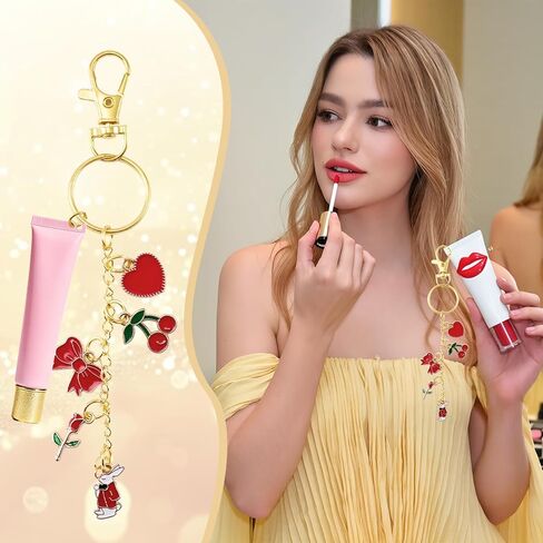 PYURTHITY 254 Pcs Lip Gloss Keychain Making Kit, Charm Jewelry Chain Making Crafts Including 120 Charms 12 Keychain Clips 20 Extender Chains 100 Jump Rings Jewelry Plier and Puncher for DIY Crafts in Saudi Arabia