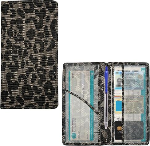 Car Registration and Insurance Holder, Leather Auto Glove Box Document Organizer with Magnetic Closure, Car Essential Paperwork Wallet Case Interior Accessories for Women Men (Leopard Print) in Saudi Arabia