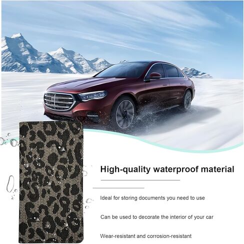 Car Registration and Insurance Holder, Leather Auto Glove Box Document Organizer with Magnetic Closure, Car Essential Paperwork Wallet Case Interior Accessories for Women Men (Leopard Print) in Saudi Arabia
