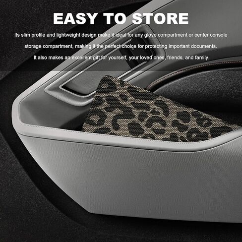 Car Registration and Insurance Holder, Leather Auto Glove Box Document Organizer with Magnetic Closure, Car Essential Paperwork Wallet Case Interior Accessories for Women Men (Leopard Print) in Saudi Arabia