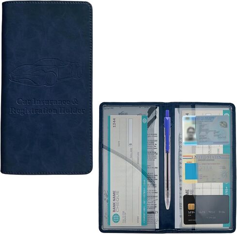 Car Registration and Insurance Holder, Leather Auto Glove Box Document Organizer with Magnetic Closure, Car Essential Paperwork Wallet Case Interior Accessories for Women Men (Leopard Print) in Saudi Arabia
