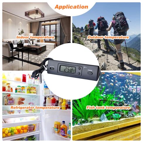ميزان حرارة صغير للسيارة مع شاشة LCD، قابل للتبديل السريع درجه مئوية/درجه فهرنهايت، للاستخدام الخارجي، قياس درجة الحرارة عن بعد، مادة ABS، لون أسود in Saudi Arabia