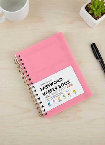 A6 Spiral Binding Password Keeper Books with A-Z Tabs – Portable for Home, Office, School & Travel, Pink in Saudi Arabia