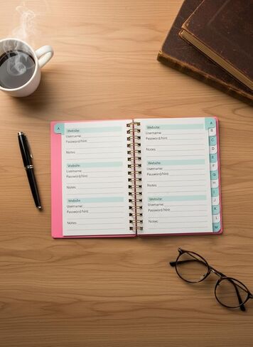 A6 Spiral Binding Password Keeper Books with A-Z Tabs – Portable for Home, Office, School & Travel, Pink in Saudi Arabia