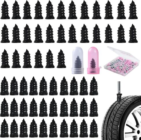 60 Pcs Tire Repair Screws, Tire Repair Rubber Nail, Screw in Tire Plugs,Quick Tool Tire Plugs, Self-Service Tire Repair Rubber Nail Kit for Patching Punctures in Vacuum Tires of Cars, Motorcycles in Saudi Arabia