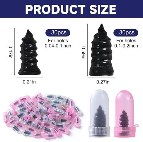 60 Pcs Tire Repair Screws, Tire Repair Rubber Nail, Screw in Tire Plugs,Quick Tool Tire Plugs, Self-Service Tire Repair Rubber Nail Kit for Patching Punctures in Vacuum Tires of Cars, Motorcycles in Saudi Arabia
