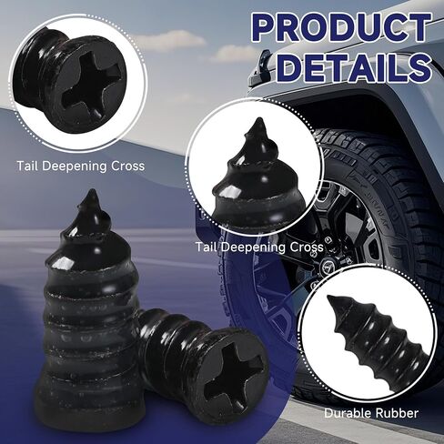 60 Pcs Tire Repair Screws, Tire Repair Rubber Nail, Screw in Tire Plugs,Quick Tool Tire Plugs, Self-Service Tire Repair Rubber Nail Kit for Patching Punctures in Vacuum Tires of Cars, Motorcycles in Saudi Arabia