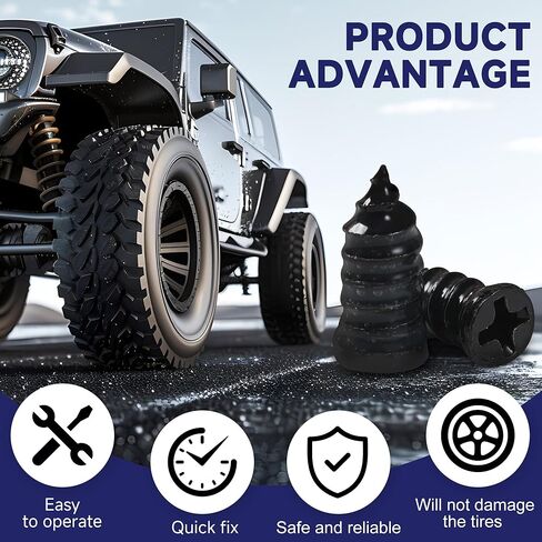60 Pcs Tire Repair Screws, Tire Repair Rubber Nail, Screw in Tire Plugs,Quick Tool Tire Plugs, Self-Service Tire Repair Rubber Nail Kit for Patching Punctures in Vacuum Tires of Cars, Motorcycles in Saudi Arabia
