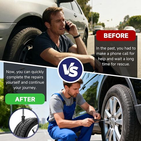 60 Pcs Tire Repair Screws, Tire Repair Rubber Nail, Screw in Tire Plugs,Quick Tool Tire Plugs, Self-Service Tire Repair Rubber Nail Kit for Patching Punctures in Vacuum Tires of Cars, Motorcycles in Saudi Arabia